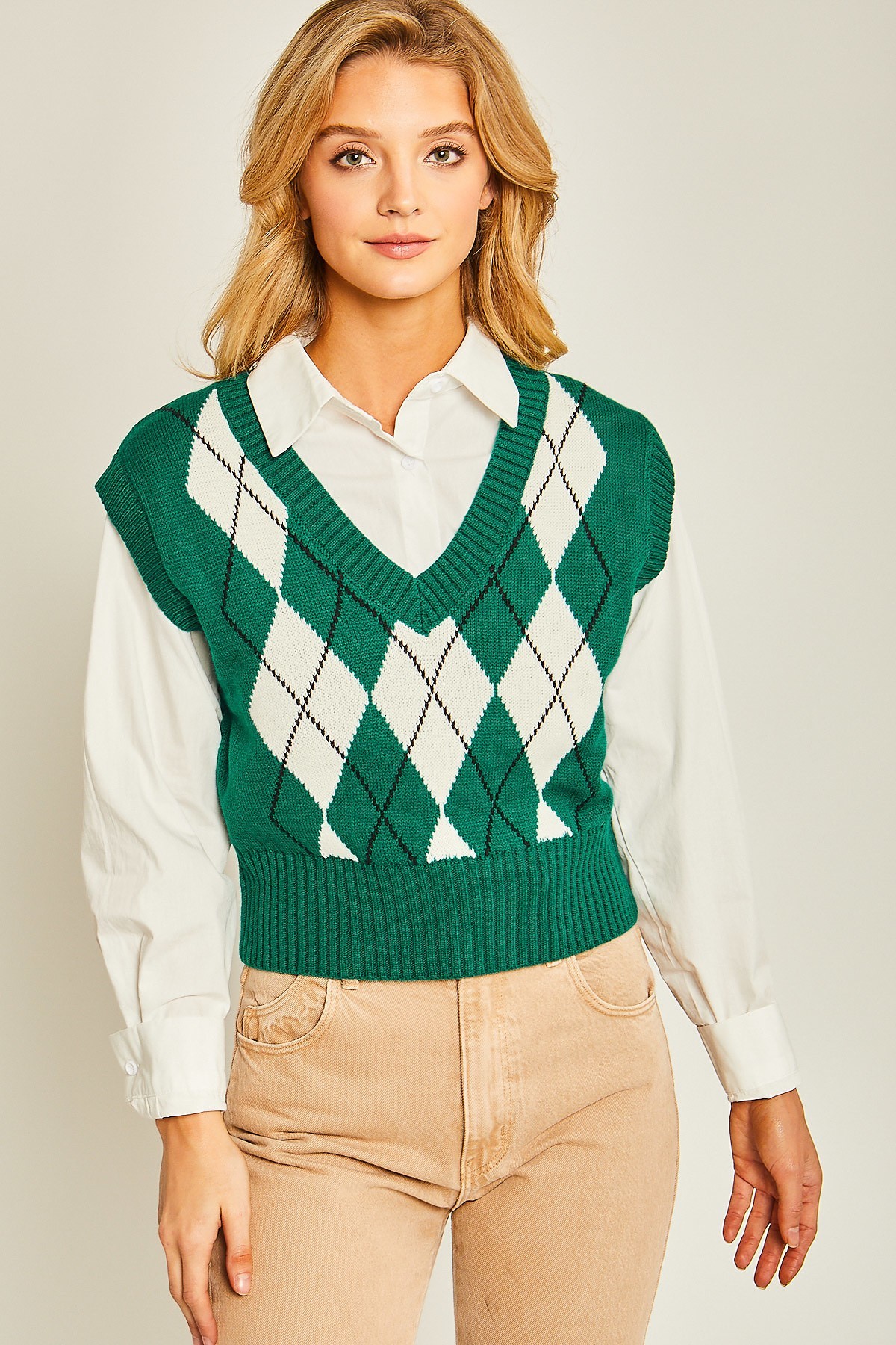 Argyle Print Sweater Vest – Persix